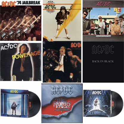 74 Jailbreak (180G) & High Voltage (180G) & Dirty Deeds Done Dirt Cheap (180G) & Powerage (180G) & If You Want Blood You've Got It (180G) & Back In Black (180G) & Who Made Who (180G) & Razor’S Edge (180G) & Ballbreaker (180G)