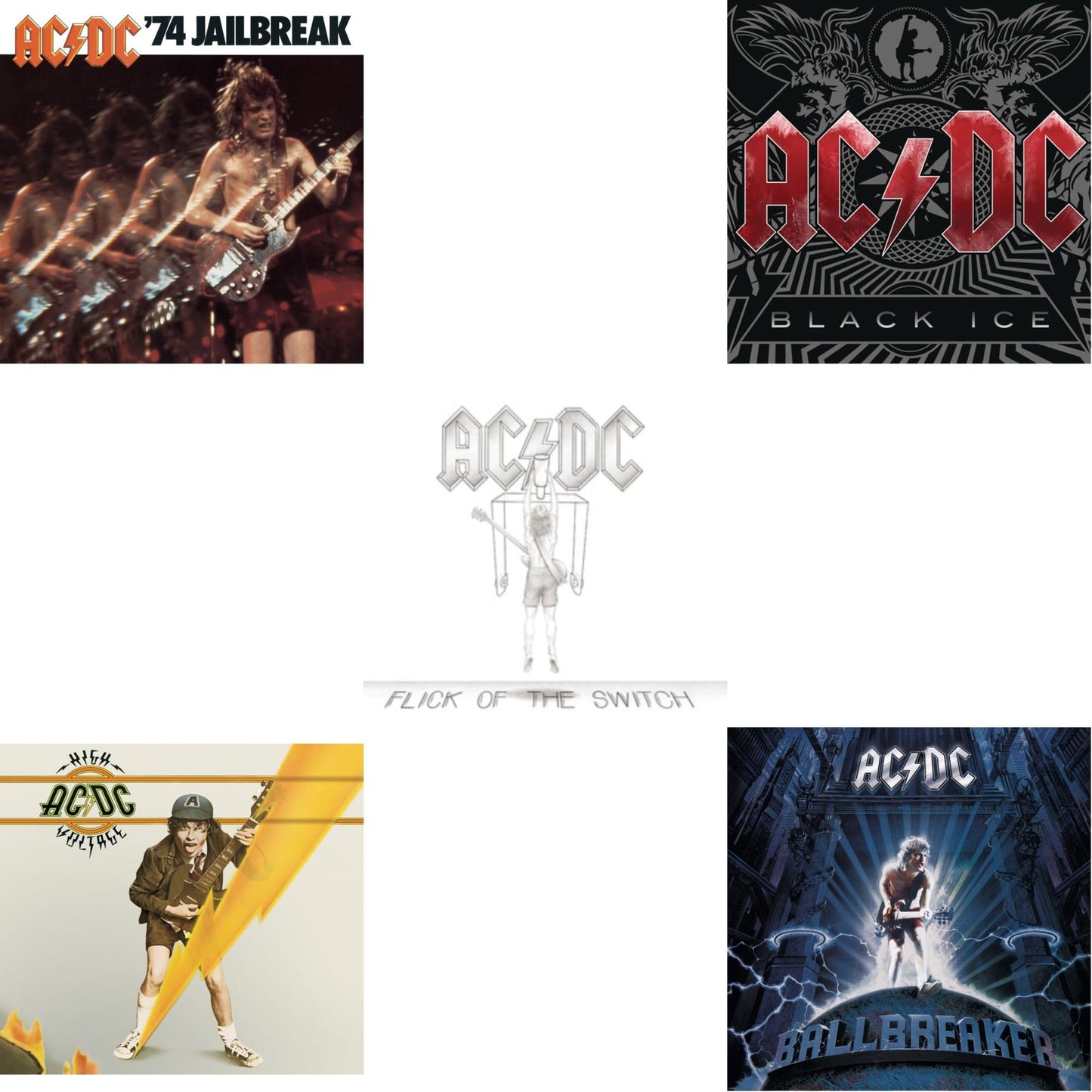 74 Jailbreak & High Voltage & Flick Of The Switch & Black Ice & Ballbreaker