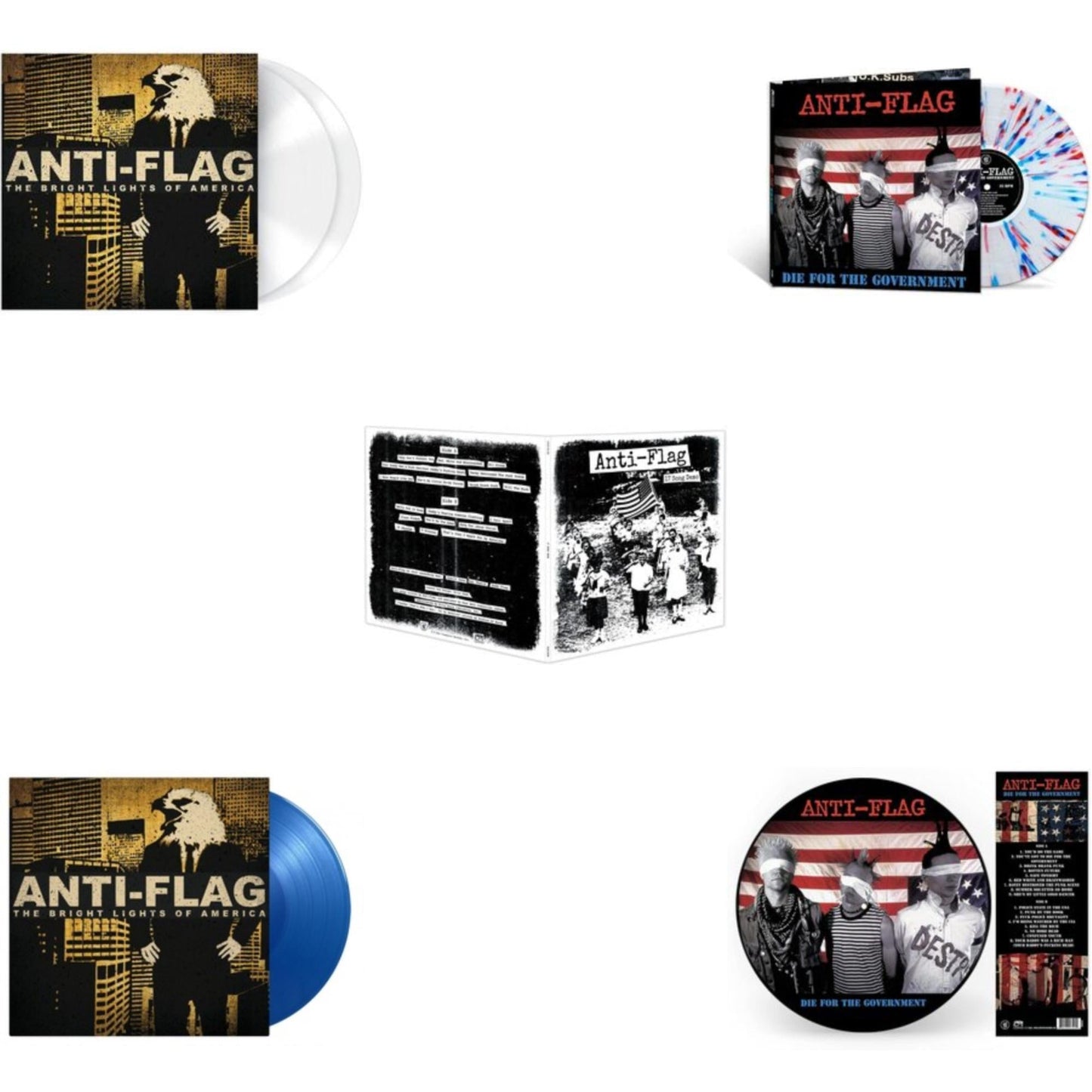 This is a 5 LP Vinyl SKU bundle.
1.This LP Vinyl is brand new.Format: LP VinylMusic Style: PunkThis item's title is: Bright Lights Of America (2LP/180G/Solid White Vinyl)Artist: Anti-FlagLabel: MUSIC ON VINYLBarcode: 8719262020610Release Date: 8/20/2021
2.This LP Vinyl is brand new.