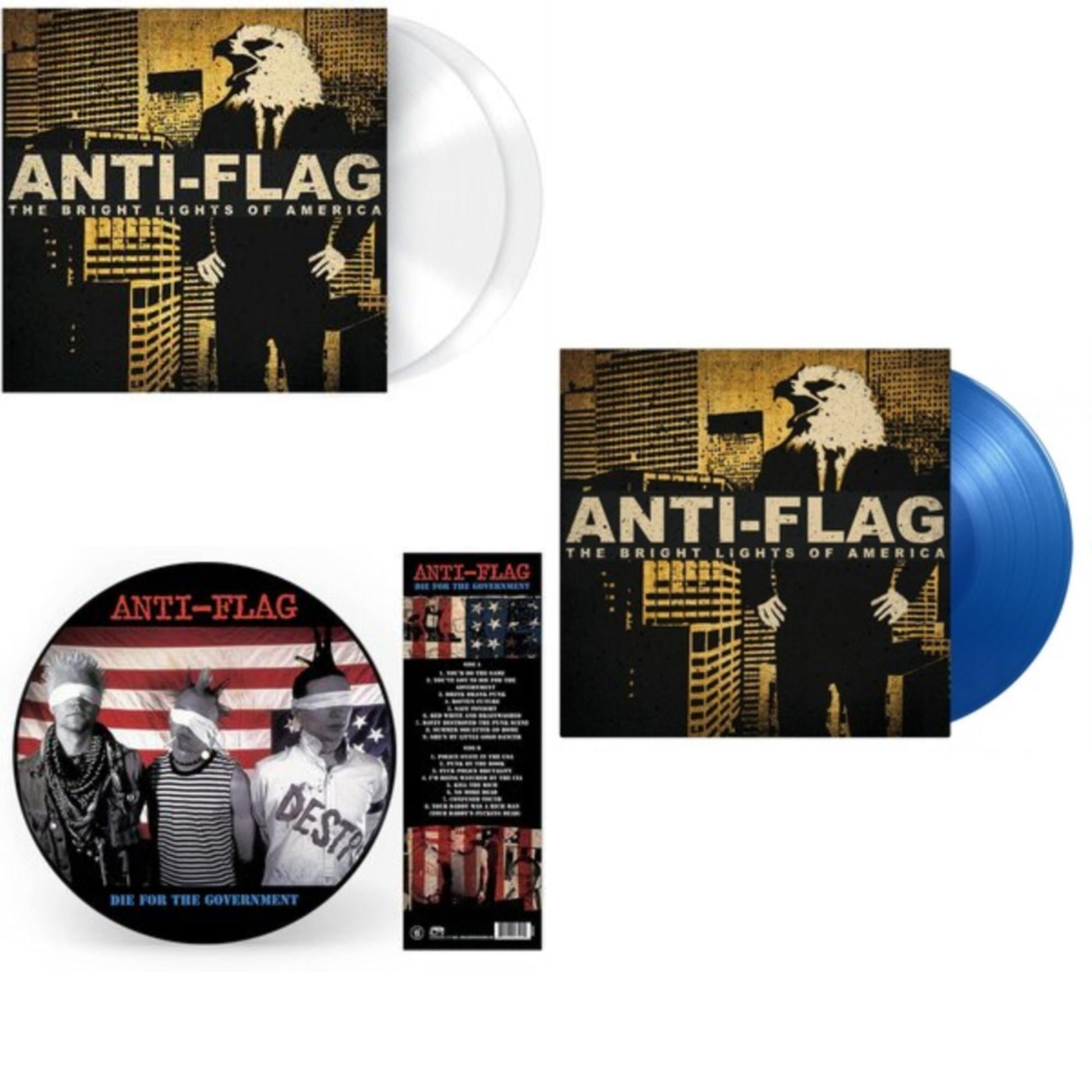 This is a 3 LP Vinyl SKU bundle.
1.This LP Vinyl is brand new.Format: LP VinylMusic Style: PunkThis item's title is: Bright Lights Of America (2LP/180G/Solid White Vinyl)Artist: Anti-FlagLabel: MUSIC ON VINYLBarcode: 8719262020610Release Date: 8/20/2021
2.This LP Vinyl is brand new.