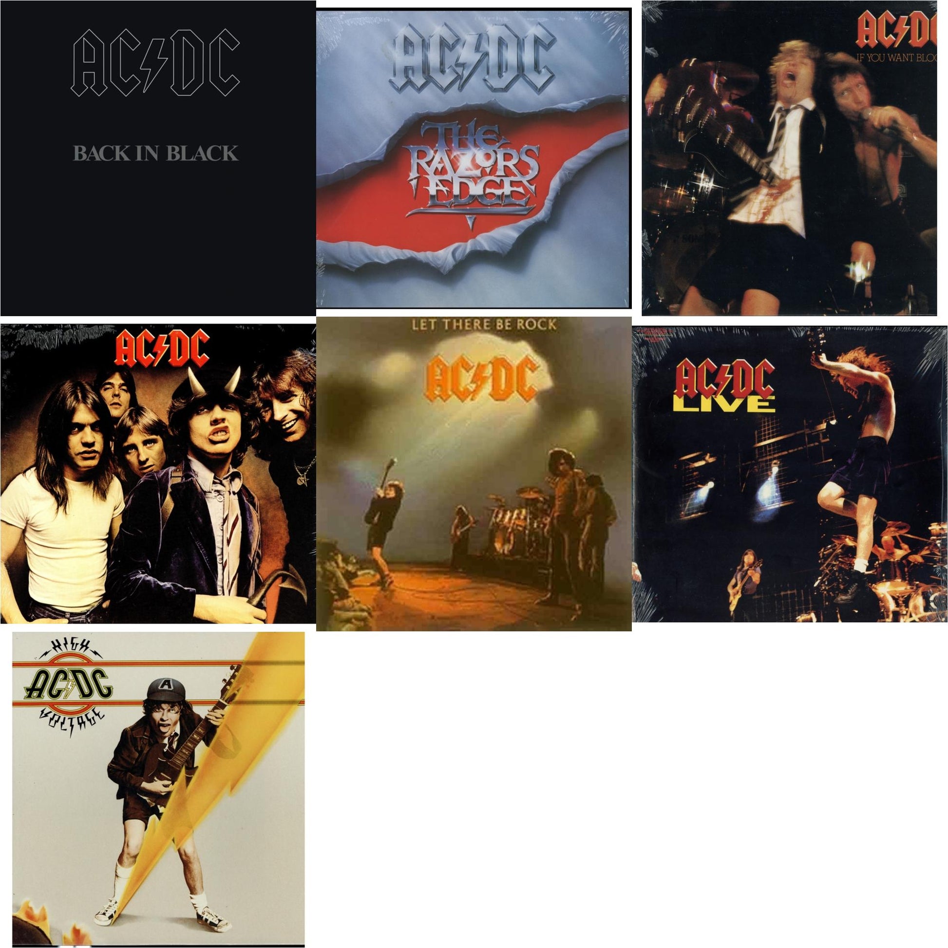 This is a 7 LP Vinyl SKU bundle.
1.This LP Vinyl is brand new.Format: LP VinylMusic Style: Hard RockThis item's title is: High Voltage (180G)Artist: Ac/DcLabel: LEGACYBarcode: 696998020115Release Date: 10/14/2003
2.This LP Vinyl is brand new.