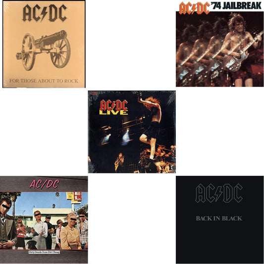 74 Jailbreak (180G) & Dirty Deeds Done Dirt Cheap (180G) & Back In Black (180G) & For Those About To Rock (180G) & Live (2LP/180G)
