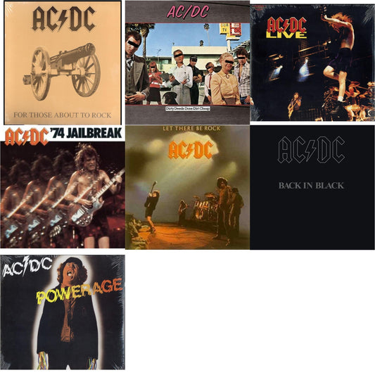 74 Jailbreak (180G) & Dirty Deeds Done Dirt Cheap (180G) & Let There Be Rock (180G) & Powerage (180G) & Back In Black (180G) & For Those About To Rock (180G) & Live (2LP/180G)