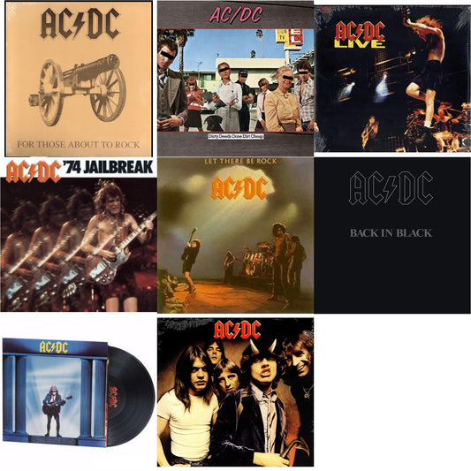 74 Jailbreak (180G) & Dirty Deeds Done Dirt Cheap (180G) & Let There Be Rock (180G) & Highway To Hell (180G) & Back In Black (180G) & For Those About To Rock (180G) & Who Made Who (180G) & Live (2LP/180G)