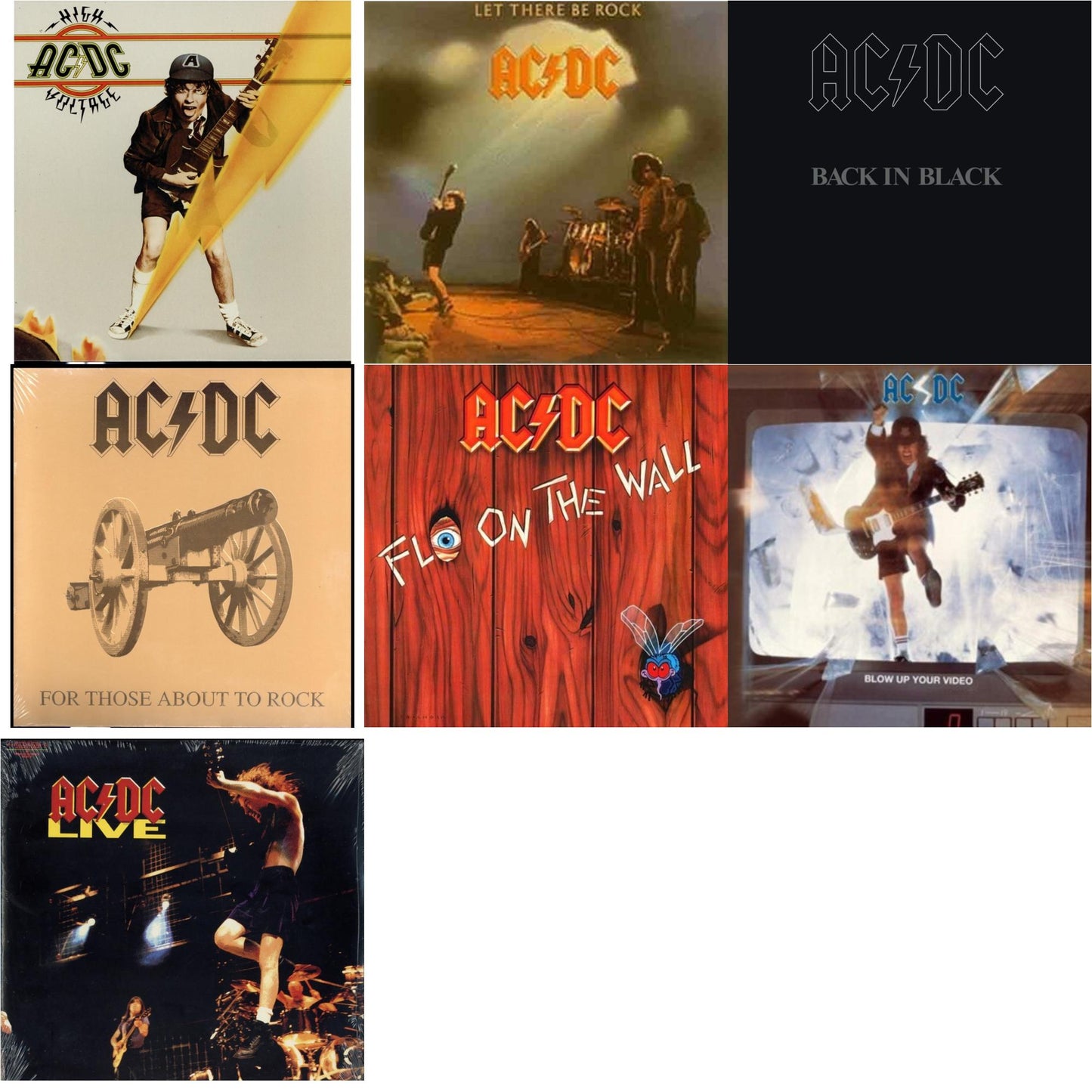 High Voltage (180G) & Let There Be Rock (180G) & Back In Black (180G) & For Those About To Rock (180G) & Fly On The Wall (180G) & Blow Up Your Video (180G) & Live (2LP/180G)