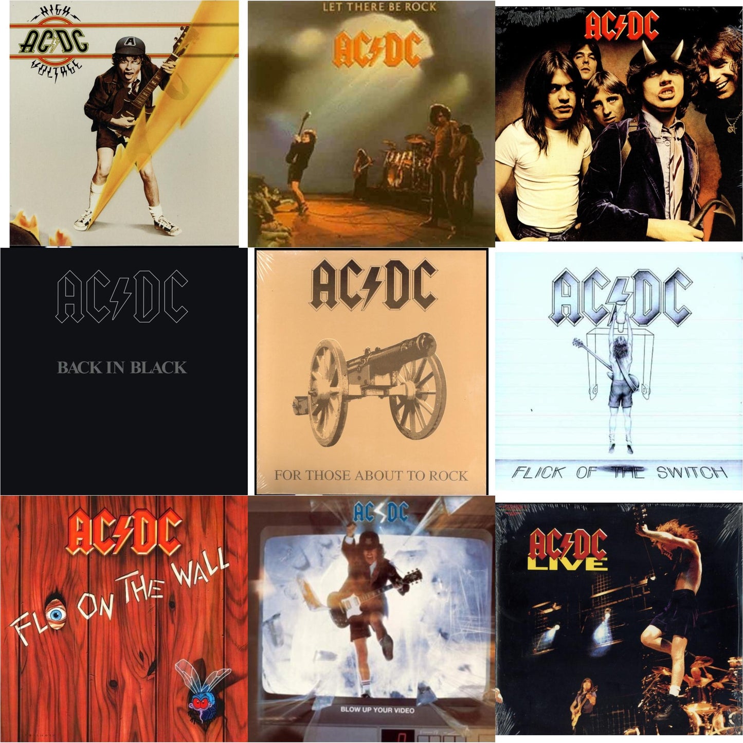 High Voltage (180G) & Let There Be Rock (180G) & Highway To Hell (180G) & Back In Black (180G) & For Those About To Rock (180G) & Flick Of The Switch (180G) & Fly On The Wall (180G) & Blow Up Your Video (180G) & Live (2LP/180G)