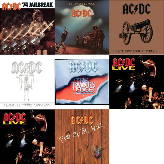 74 Jailbreak & Let There Be Rock & For Those About To Rock & Flick Of The Switch & Razor's Edge & Live & Live & Fly On The Wall