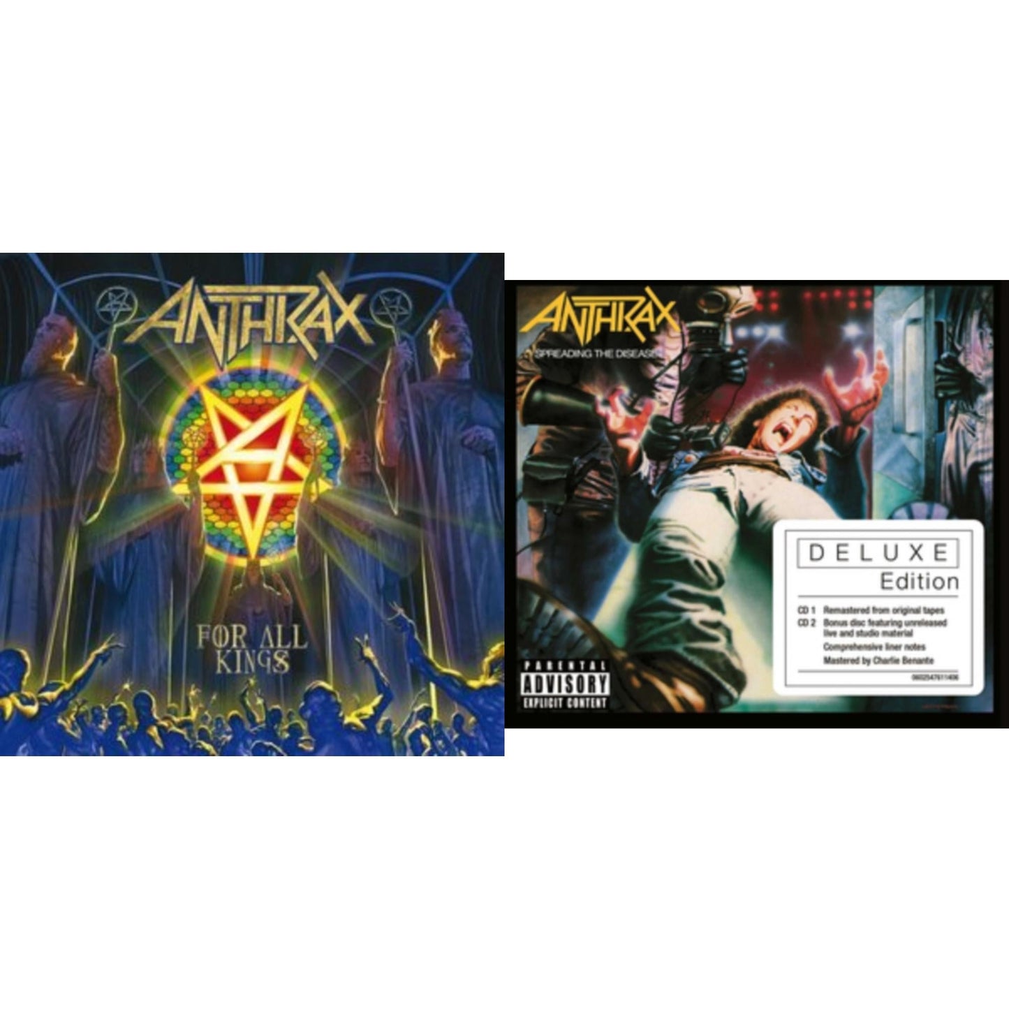 This is a 2 CD SKU bundle.
1.This CD is brand new.Format: CDMusic Style: ThrashThis item's title is: For All KingsArtist: AnthraxLabel: NUCLEAR BLAST IMPORTBarcode: 727361356705Release Date: 2/26/2016
2.This CD is brand new.