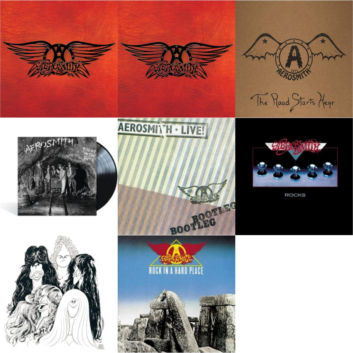 Aerosmith - 1971: The Road Starts Here & Greatest Hits & Greatest Hits (4LP) & Night In The Ruts & Rocks & Rock In A Hard Place & Live! Bootleg (2LP) & Draw The Line