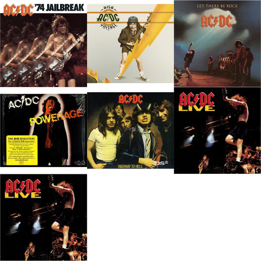 74 Jailbreak & High Voltage & Let There Be Rock & Powerage & Highway To Hell & Live & Live