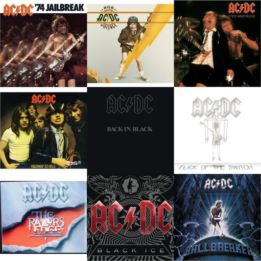 74 Jailbreak & High Voltage & If You Want Blood You've Got It & Highway To Hell & Back In Black & Flick Of The Switch & Razor's Edge & Black Ice & Ballbreaker