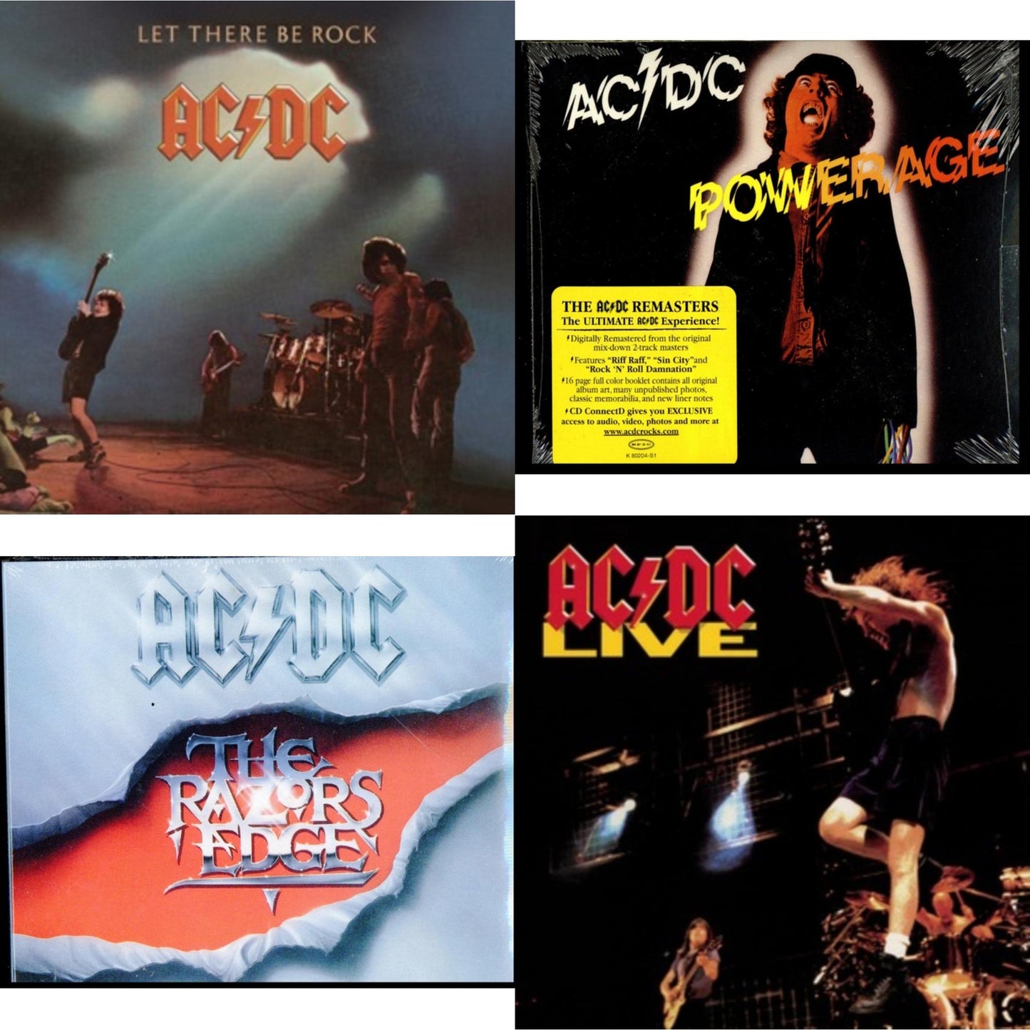 This is a 4 CD SKU bundle.
1.This CD is brand new.Format: CDMusic Style: Hard RockThis item's title is: Let There Be RockArtist: Ac/DcLabel: LEGACYBarcode: 696998020320Release Date: 4/29/2003
2.This CD is brand new.