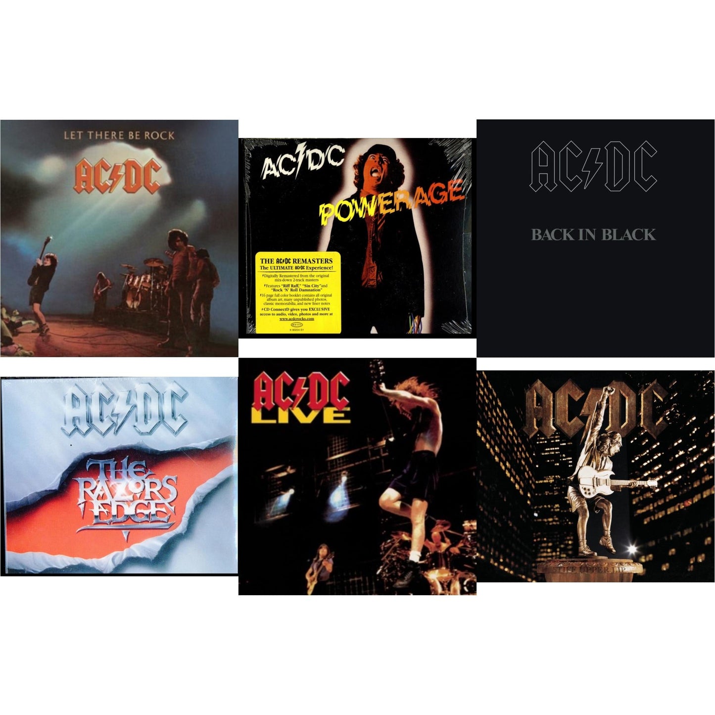 This is a 6 CD SKU bundle.
1.This CD is brand new.Format: CDMusic Style: Hard RockThis item's title is: Let There Be RockArtist: Ac/DcLabel: LEGACYBarcode: 696998020320Release Date: 4/29/2003
2.This CD is brand new.