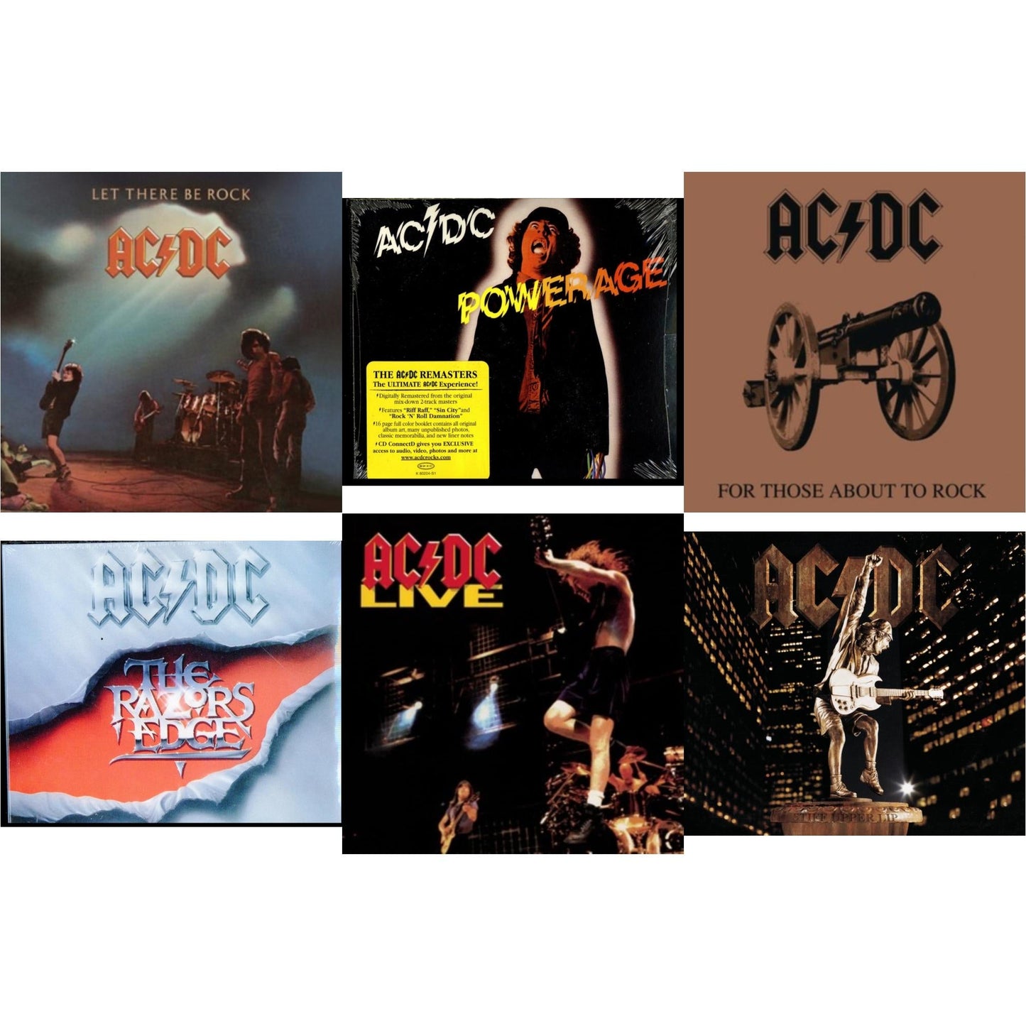 This is a 6 CD SKU bundle.
1.This CD is brand new.Format: CDMusic Style: Hard RockThis item's title is: Let There Be RockArtist: Ac/DcLabel: LEGACYBarcode: 696998020320Release Date: 4/29/2003
2.This CD is brand new.
