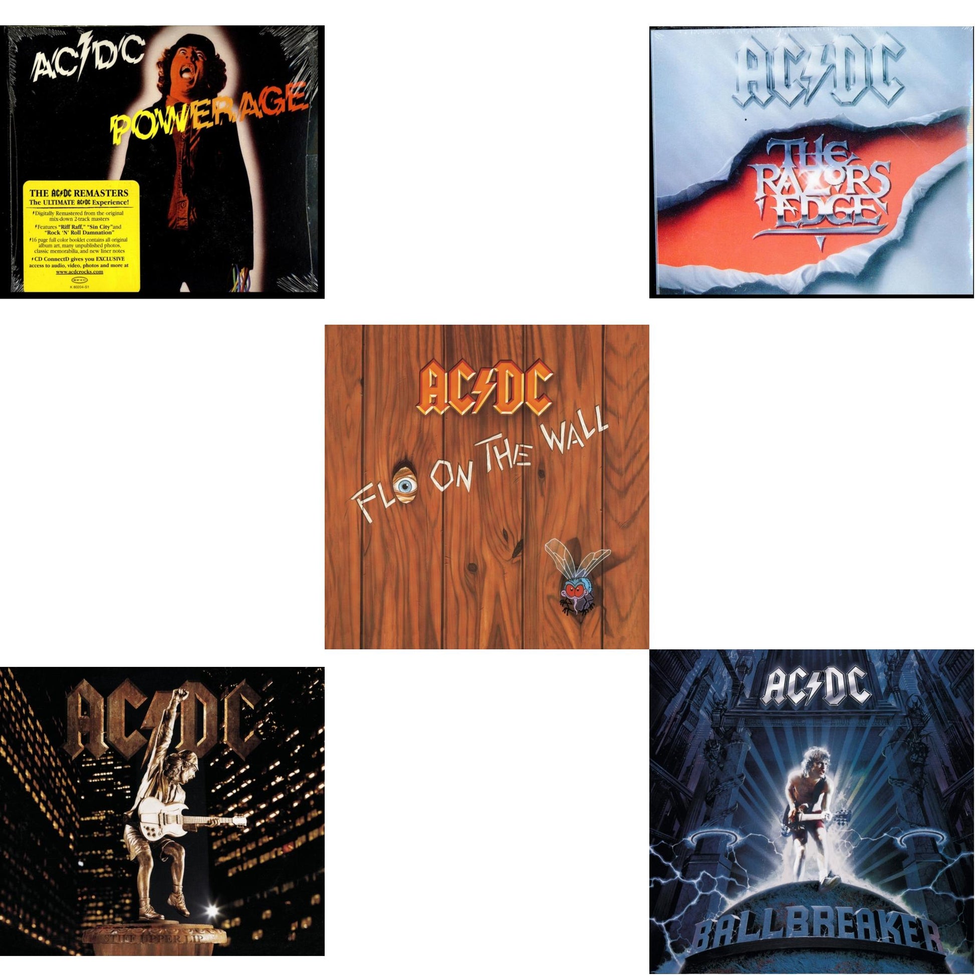 This is a 5 CD SKU bundle.
1.This CD is brand new.Format: CDMusic Style: Hard RockThis item's title is: PowerageArtist: Ac/DcLabel: LEGACYBarcode: 696998020429Release Date: 4/29/2003
2.This CD is brand new.