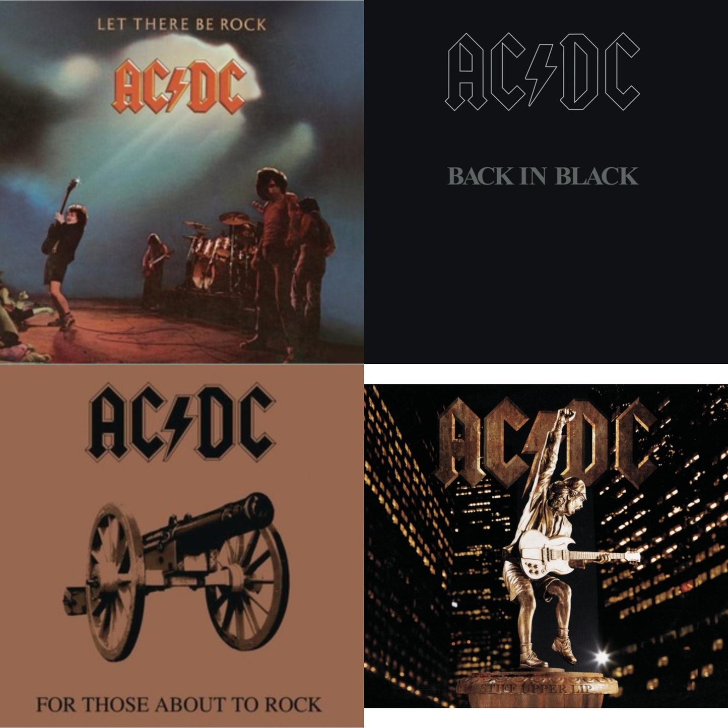 This is a 4 CD SKU bundle.
1.This CD is brand new.Format: CDMusic Style: Hard RockThis item's title is: Let There Be RockArtist: Ac/DcLabel: LEGACYBarcode: 696998020320Release Date: 4/29/2003
2.This CD is brand new.