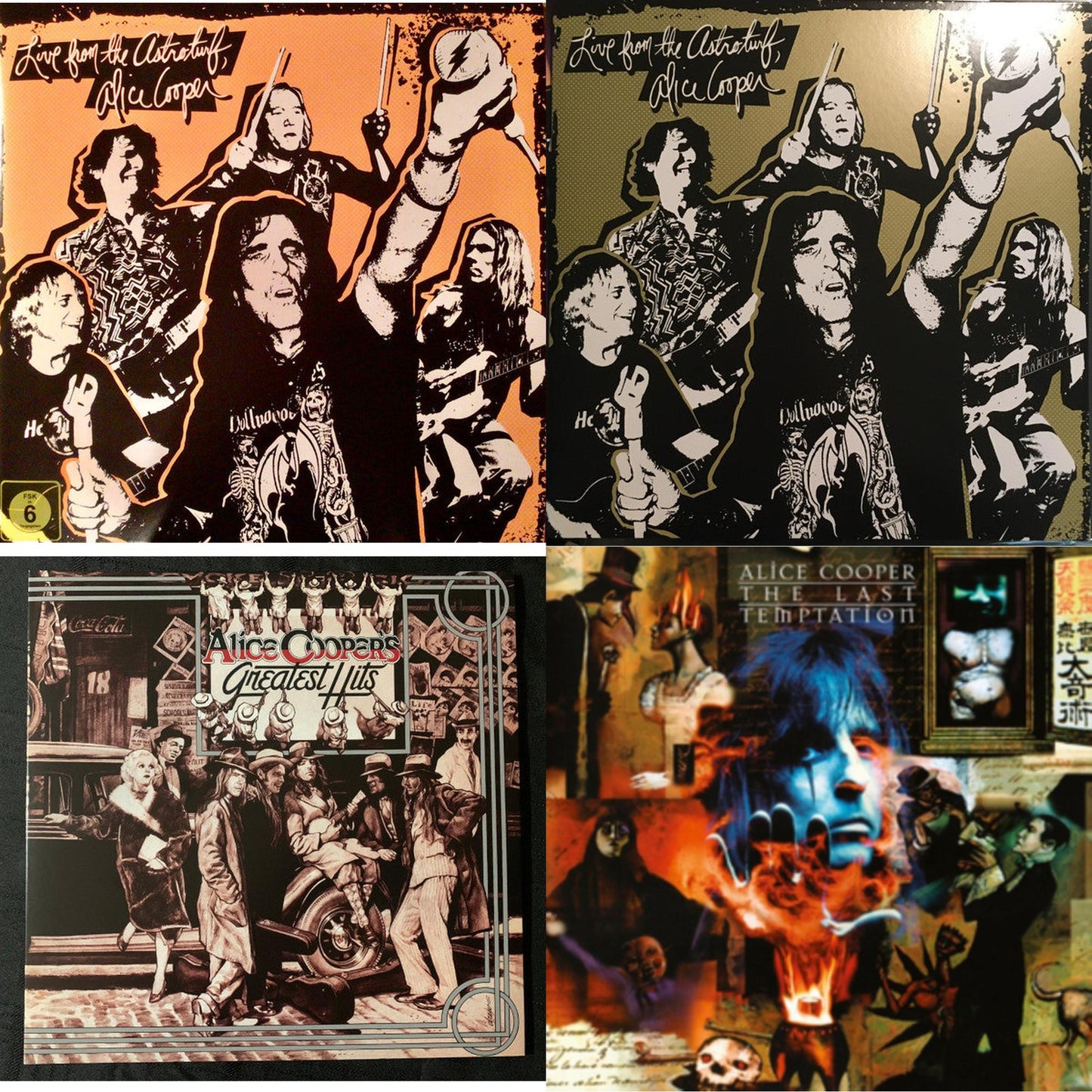 Live From The Astroturf (Apricoot LP Vinyl/DVD) & Live From The Astroturf (Gold LP Vinyl/DVD) & Alice Cooper's Greatest Hits (180G/Limited Anniversary Edition) & Last Temptation (180G)