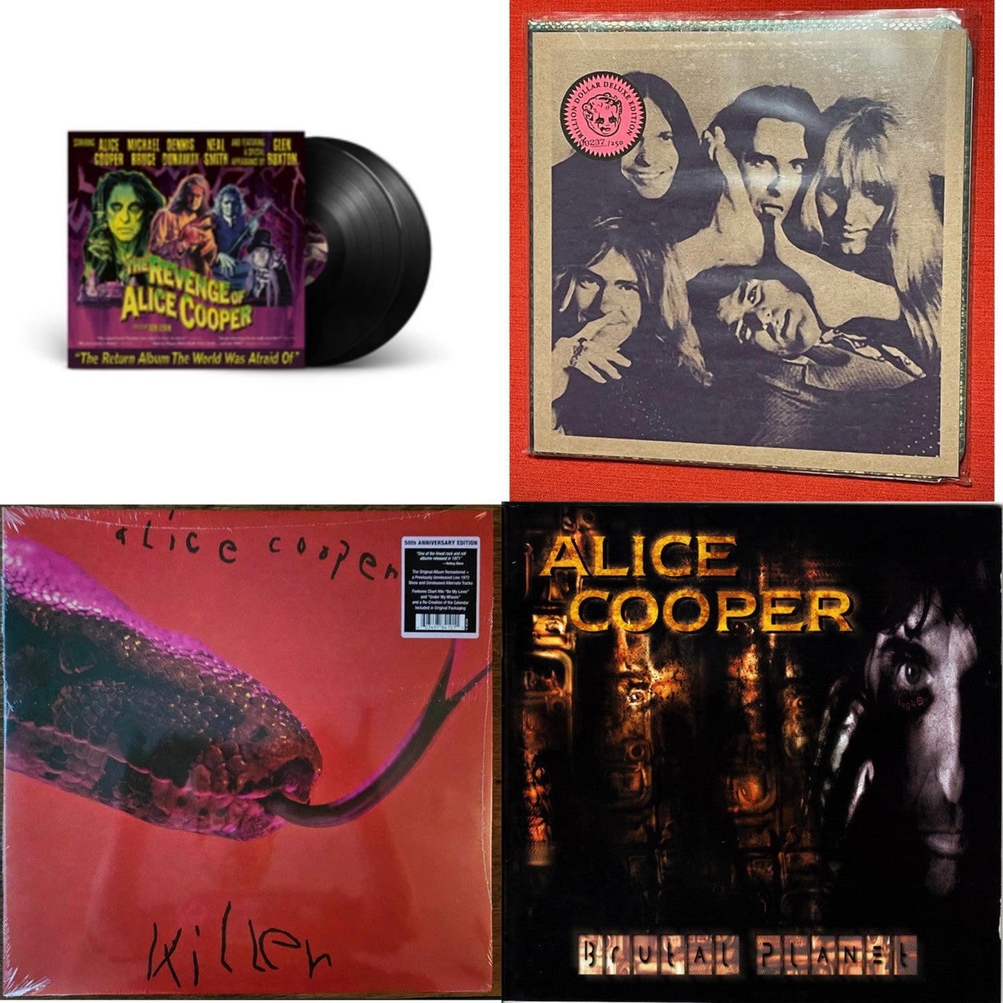 Revenge Of Alice Cooper (2LP) & Billion Dollar Babies (50Th Anniversary/Deluxe/3LP) & Killer (Expanded & Remastered/3LP) & Brutal Planet (2LP/45 RPM/180G/Brutal Brown Vinyl)