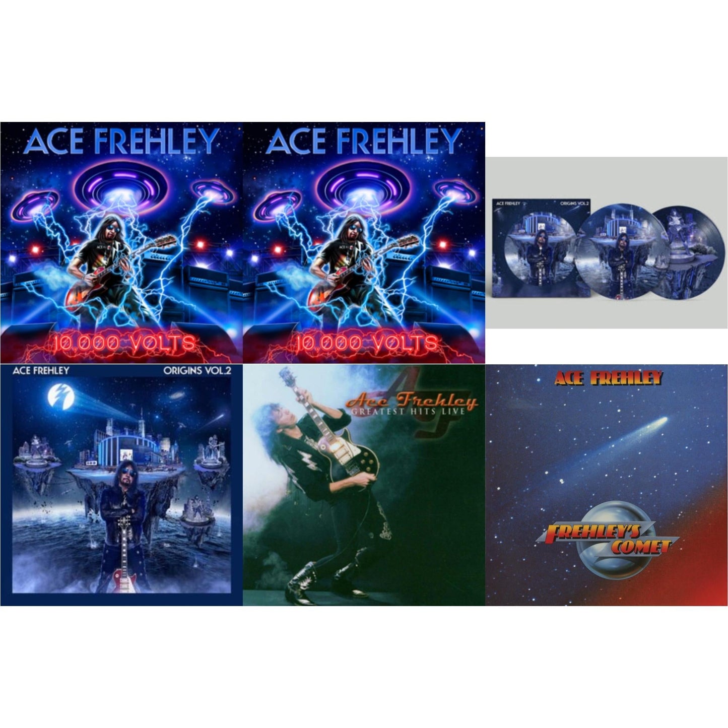 This is a 6 LP Vinyl SKU bundle.
1.This LP Vinyl is brand new.Format: LP VinylMusic Style: Hard RockThis item's title is: 10,000 Volts (Edge Only Splatter/Metal Gym Locker/Red Splatter LP Vinyl)Artist: Ace FrehleyLabel: MNRK HeavyBarcode: 634164402976Release Date: 2/23/2024
2.