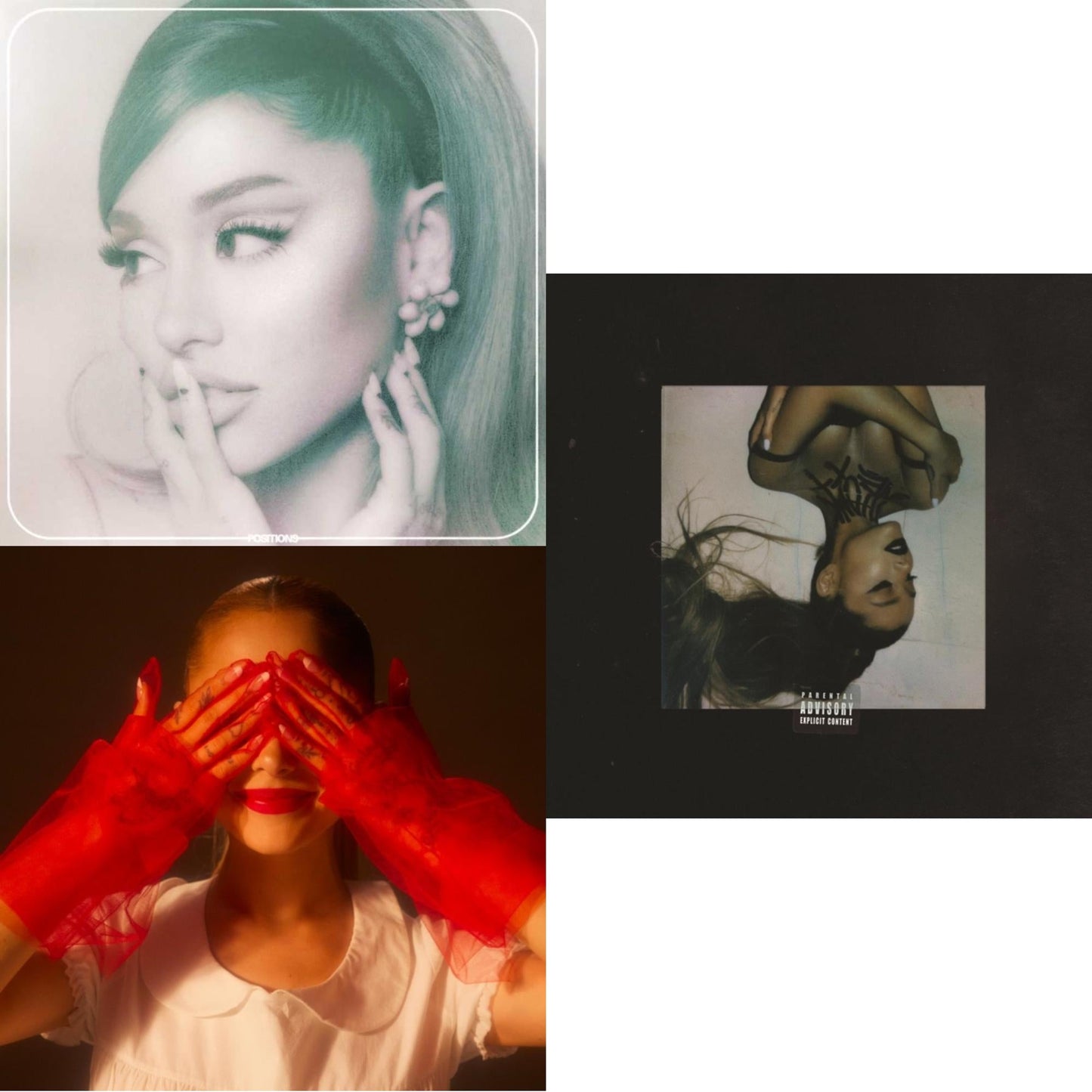 Positions (Coke Bottle Clear LP Vinyl) & Eternal Sunshine (X) (Ruby LP Vinyl) & Thank U, Next