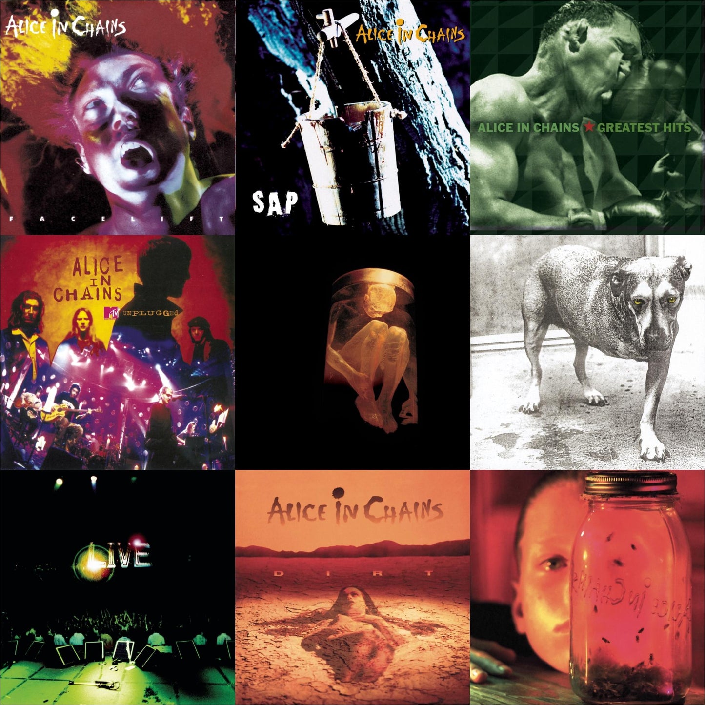 This is a 9 CD SKU bundle.
1.This CD is brand new.Format: CDMusic Style: GlitchThis item's title is: DirtArtist: Alice In ChainsLabel: LEGACYBarcode: 074645247526Release Date: 9/29/1992
2.This CD is brand new.