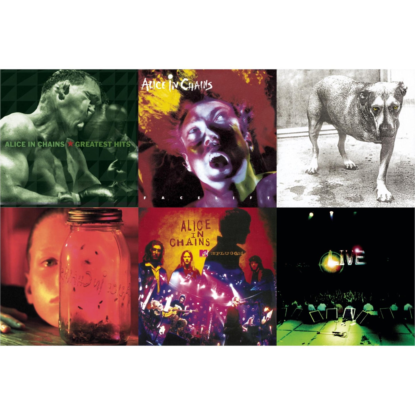 This is a 6 CD SKU bundle.
1.This CD is brand new.Format: CDMusic Style: BreakbeatThis item's title is: Jar Of FliesArtist: Alice In ChainsLabel: LEGACYBarcode: 074645762821Release Date: 1/25/1994
2.This CD is brand new.