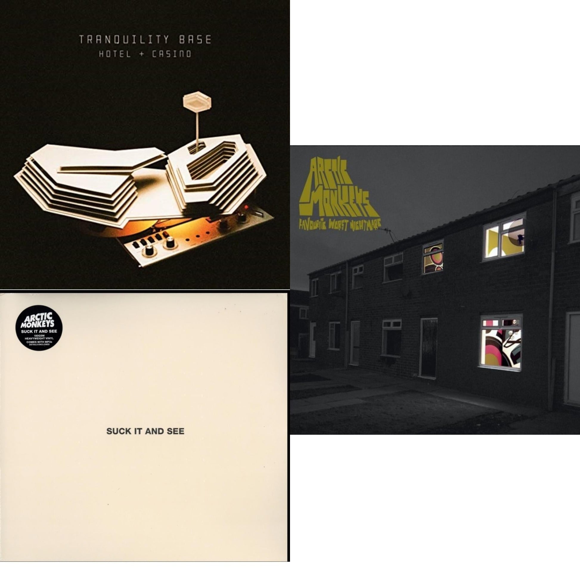 This is a 3 LP Vinyl SKU bundle.
1.This LP Vinyl is brand new.Format: LP VinylMusic Style: Alternative RockThis item's title is: Favourite Worst Nightmare (Gatefold)Artist: Arctic MonkeysLabel: DOMINOBarcode: 5034202018810Release Date: 4/23/2007
2.This LP Vinyl is brand new.