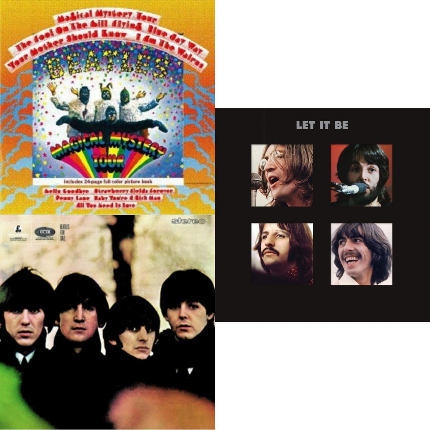 This is a 3 LP Vinyl SKU bundle.
1.This LP Vinyl is brand new.Format: LP VinylMusic Style: Rock & RollThis item's title is: Beatles For SaleArtist: BeatlesLabel: UMEBarcode: 094638241416Release Date: 11/13/2012
2.This LP Vinyl is brand new.