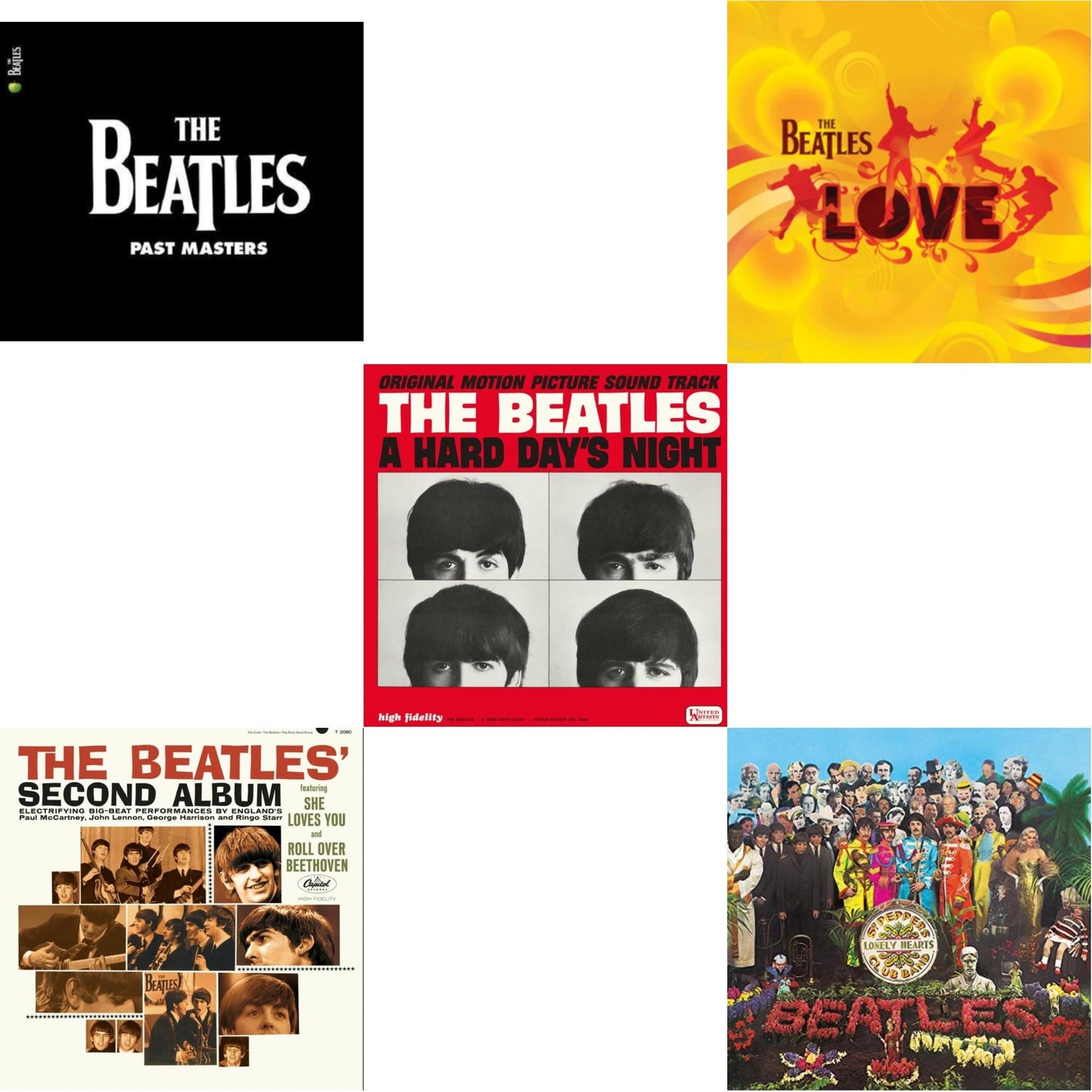 Past Masters 1 & 2 & Beatles Second Album  & Hard Day's Night (Ost)  & Love  & Sgt. Pepper's Lonely Hearts Club Band (2017 Stereo Mix/180G/Original Stencils)