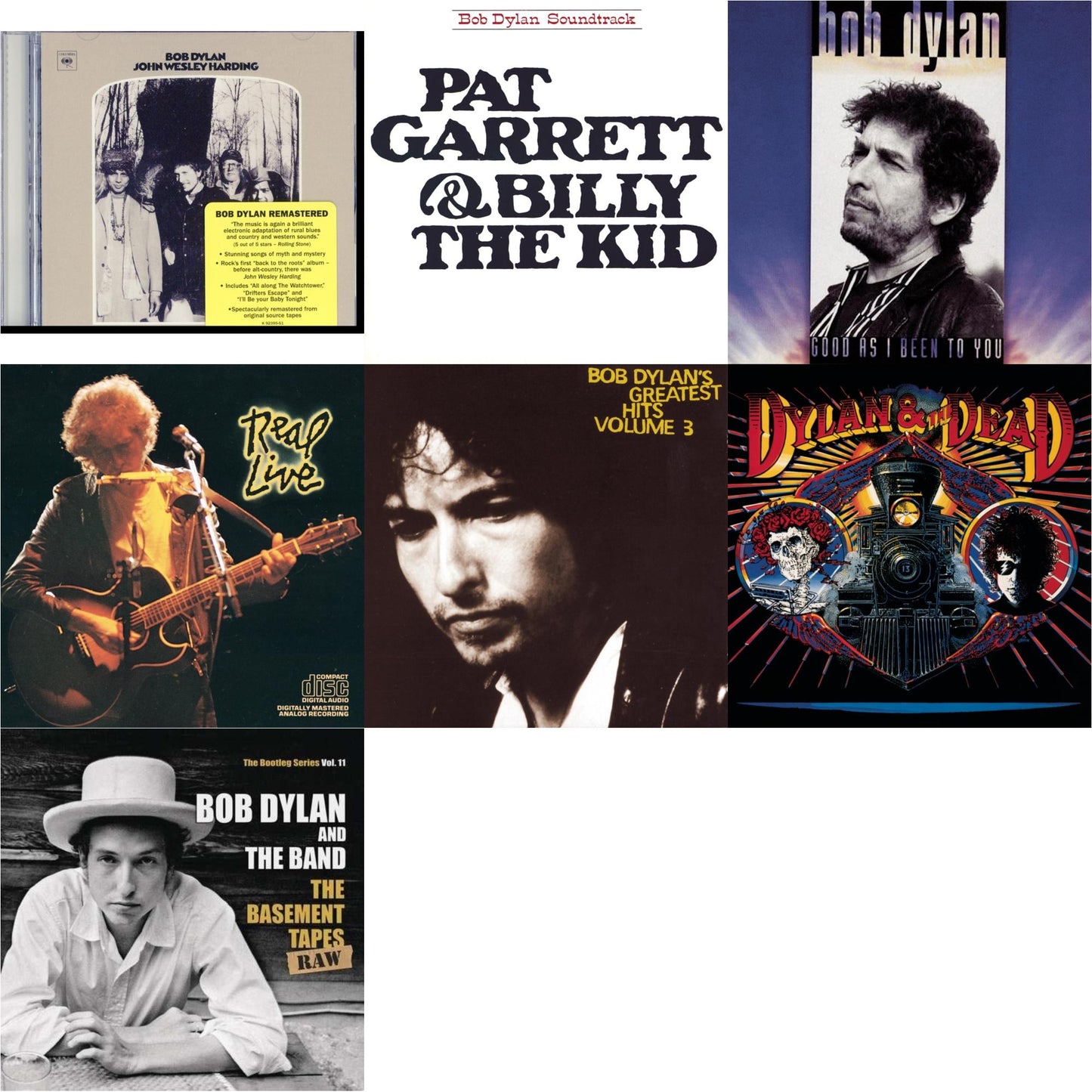 John Wesley Harding & Pat Garrett & Billy The Kid & Good As I Been To You & Real Live & Greatest Hits Vol.3 & Dylan & The Dead & Basement Tapes Raw: The Bootleg Series Vol.11