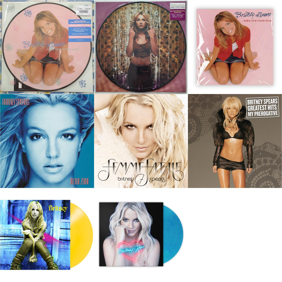 Baby One More Time (Picture Disc/140G/Dl Code) & Oops!... I Did It Again (20Th Anniversary Edition Picture LP Vinyl) & Baby One More Time & In The Zone & Femme Fatale & Greatest Hits : My Prerogative (2LP) & Britney (Yellow LP Vinyl/Import)