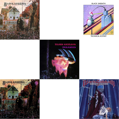 This is a 5 LP Vinyl SKU bundle.
1.This LP Vinyl is brand new.Format: LP VinylThis item's title is: Black Sabbath (180G)Artist: Black SabbathLabel: RHINO/WARNER BROS.Barcode: 081227946661Release Date: 8/5/2016
2.This LP Vinyl is brand new.