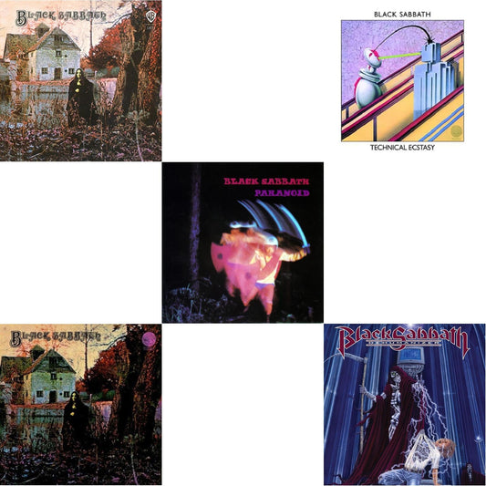 This is a 5 LP Vinyl SKU bundle.
1.This LP Vinyl is brand new.Format: LP VinylThis item's title is: Black Sabbath (180G)Artist: Black SabbathLabel: RHINO/WARNER BROS.Barcode: 081227946661Release Date: 8/5/2016
2.This LP Vinyl is brand new.