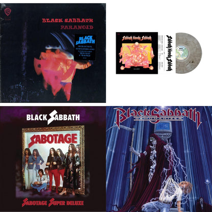 This is a 4 LP Vinyl SKU bundle.
1.This LP Vinyl is brand new.Format: LP VinylMusic Style: Hard RockThis item's title is: Paranoid (180G)Artist: Black SabbathLabel: RHINO/WARNER BROS.Barcode: 081227946708Release Date: 8/5/2016
2.This LP Vinyl is brand new.