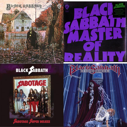 This is a 4 LP Vinyl SKU bundle.
1.This LP Vinyl is brand new.Format: LP VinylThis item's title is: Black Sabbath (180G)Artist: Black SabbathLabel: RHINO/WARNER BROS.Barcode: 081227946661Release Date: 8/5/2016
2.This LP Vinyl is brand new.