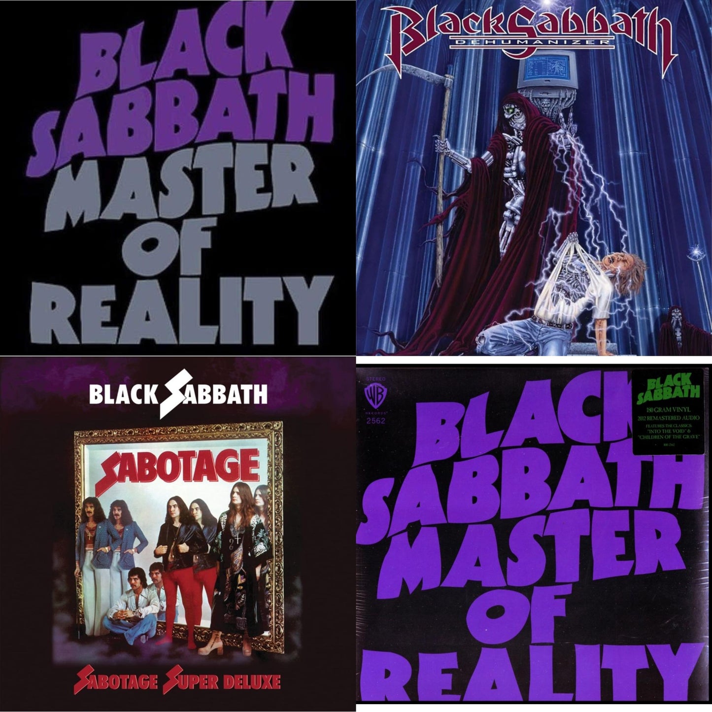 This is a 4 LP Vinyl SKU bundle.
1.This LP Vinyl is brand new.Format: LP VinylMusic Style: Hard RockThis item's title is: Master Of RealityArtist: Black SabbathLabel: BMGBarcode: 5414939920806Release Date: 6/22/2015
2.This LP Vinyl is brand new.
