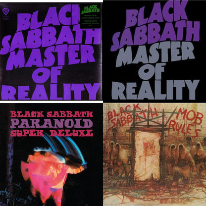 This is a 4 LP Vinyl SKU bundle.
1.This LP Vinyl is brand new.Format: LP VinylThis item's title is: Master Of Reality (180G)Artist: Black SabbathLabel: RHINO/WARNER BROS.Barcode: 081227946739Release Date: 8/5/2016
2.This LP Vinyl is brand new.
