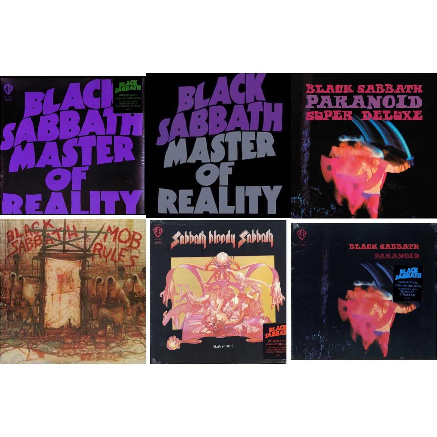 This is a 6 LP Vinyl SKU bundle.
1.This LP Vinyl is brand new.Format: LP VinylMusic Style: Hard RockThis item's title is: Sabbath Bloody Sabbath (180G)Artist: Black SabbathLabel: RHINO/WARNER BROS.Barcode: 081227946630Release Date: 8/5/2016
2.This LP Vinyl is brand new.