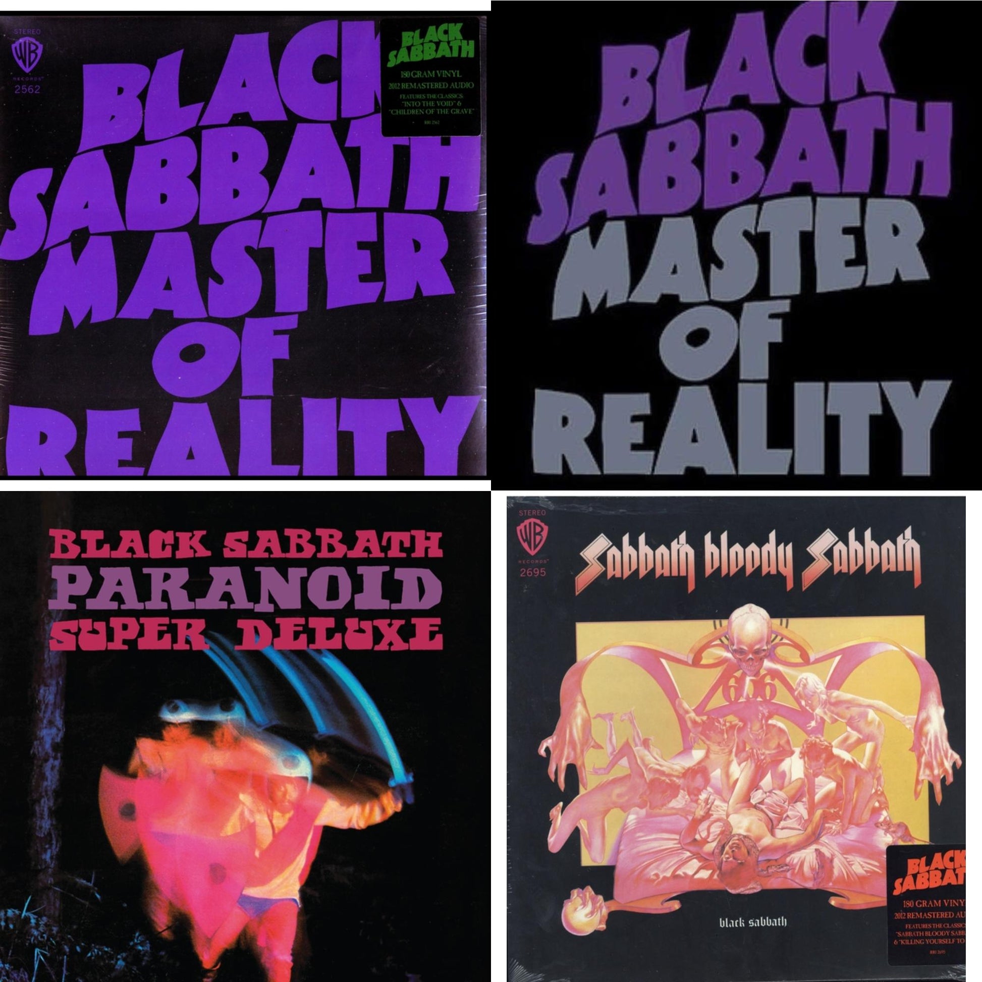 This is a 4 LP Vinyl SKU bundle.
1.This LP Vinyl is brand new.Format: LP VinylMusic Style: Hard RockThis item's title is: Sabbath Bloody Sabbath (180G)Artist: Black SabbathLabel: RHINO/WARNER BROS.Barcode: 081227946630Release Date: 8/5/2016
2.This LP Vinyl is brand new.