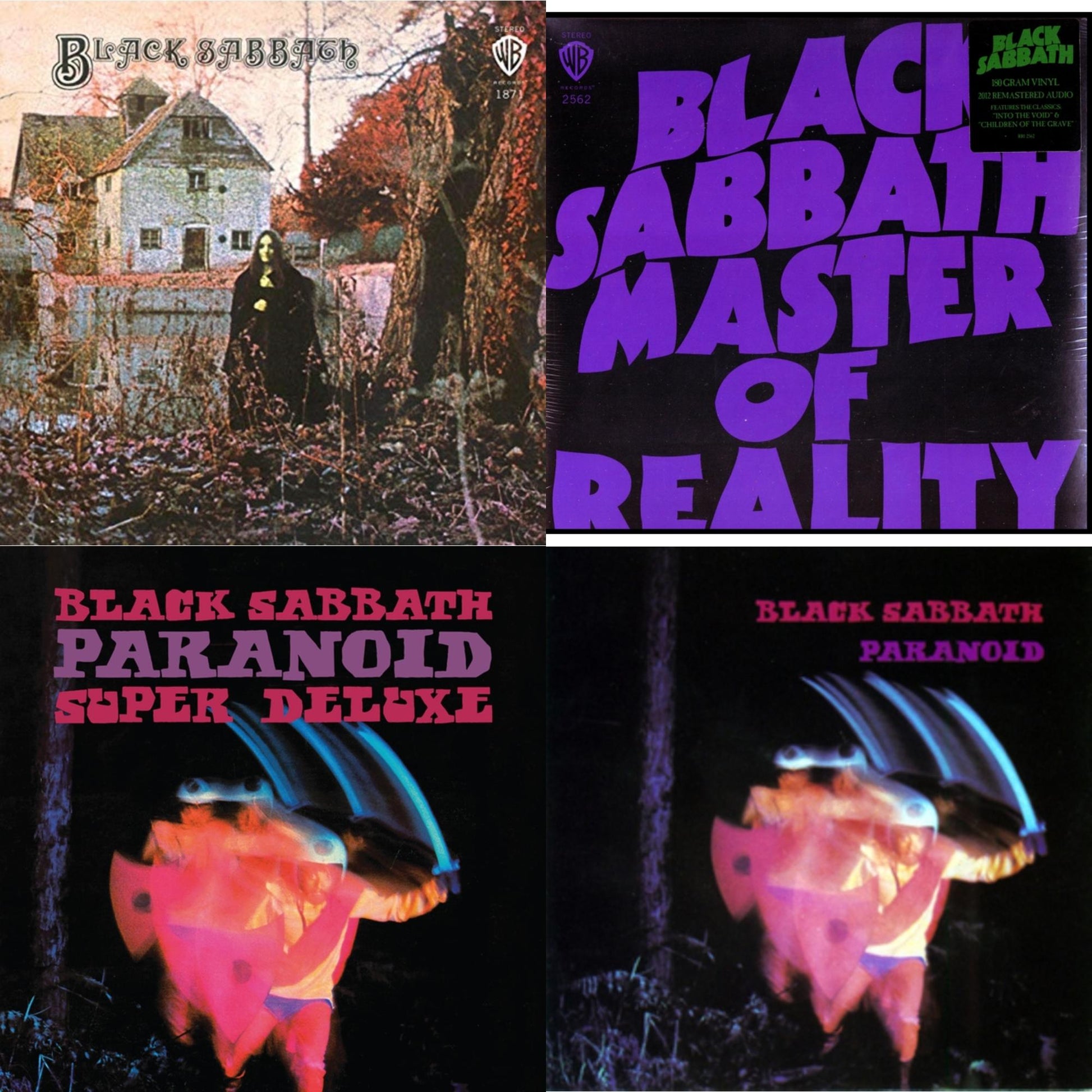 This is a 4 LP Vinyl SKU bundle.
1.This LP Vinyl is brand new.Format: LP VinylThis item's title is: Black Sabbath (180G)Artist: Black SabbathLabel: RHINO/WARNER BROS.Barcode: 081227946661Release Date: 8/5/2016
2.This LP Vinyl is brand new.