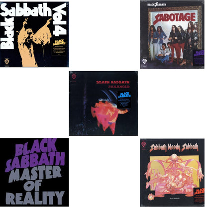 This is a 5 LP Vinyl SKU bundle.
1.This LP Vinyl is brand new.Format: LP VinylMusic Style: Heavy MetalThis item's title is: Vol. 4 (180G)Artist: Black SabbathLabel: RHINO/WARNER BROS.Barcode: 081227946609Release Date: 8/5/2016
2.This LP Vinyl is brand new.