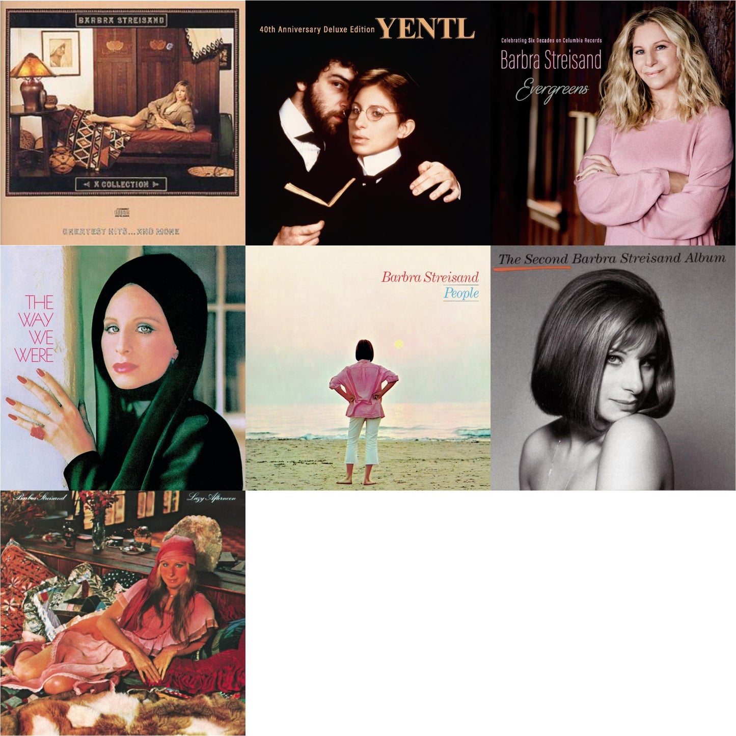 Collection: Greatest Hits & More & Yentl: 40Th Anniversary Deluxe Edition (2CD) & Evergreens : Celebrating Six Decades On Columbia Records & Way We Were & People & Second Barbra Streisand Album & Lazy Afternoon