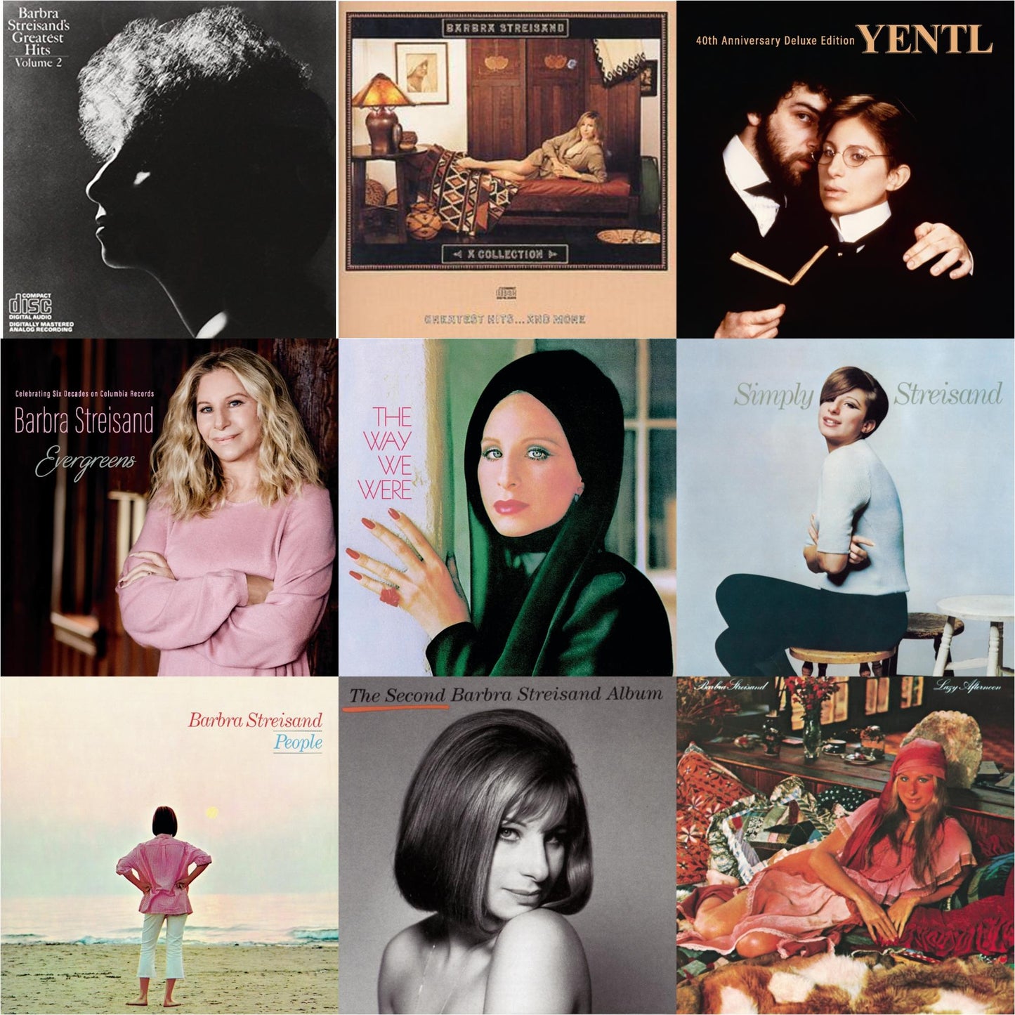 Greatest Hits Vol.2 & Collection: Greatest Hits & More & Yentl: 40Th Anniversary Deluxe Edition (2CD) & Evergreens : Celebrating Six Decades On Columbia Records & Way We Were & Simply Streisand & People & Second Barbra Streisand Album & Lazy Afternoon