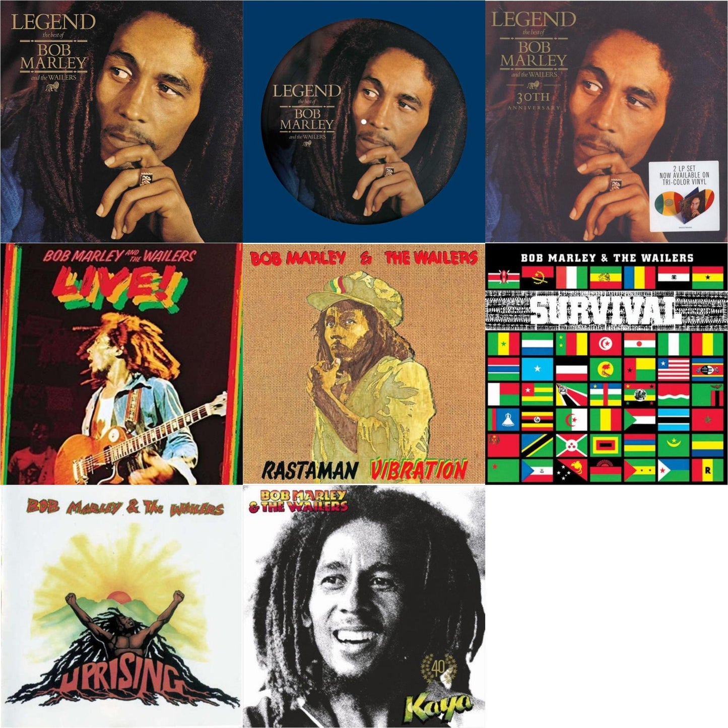 Legend - The Best Of Bob Marley & The Wailers (2LP) & Legend (Picture Disc) & Legend (30Th Anniversary) & Live (180G) & Rastaman Vibration & Survival (180G) & Uprising & Kaya 40 (2LP)