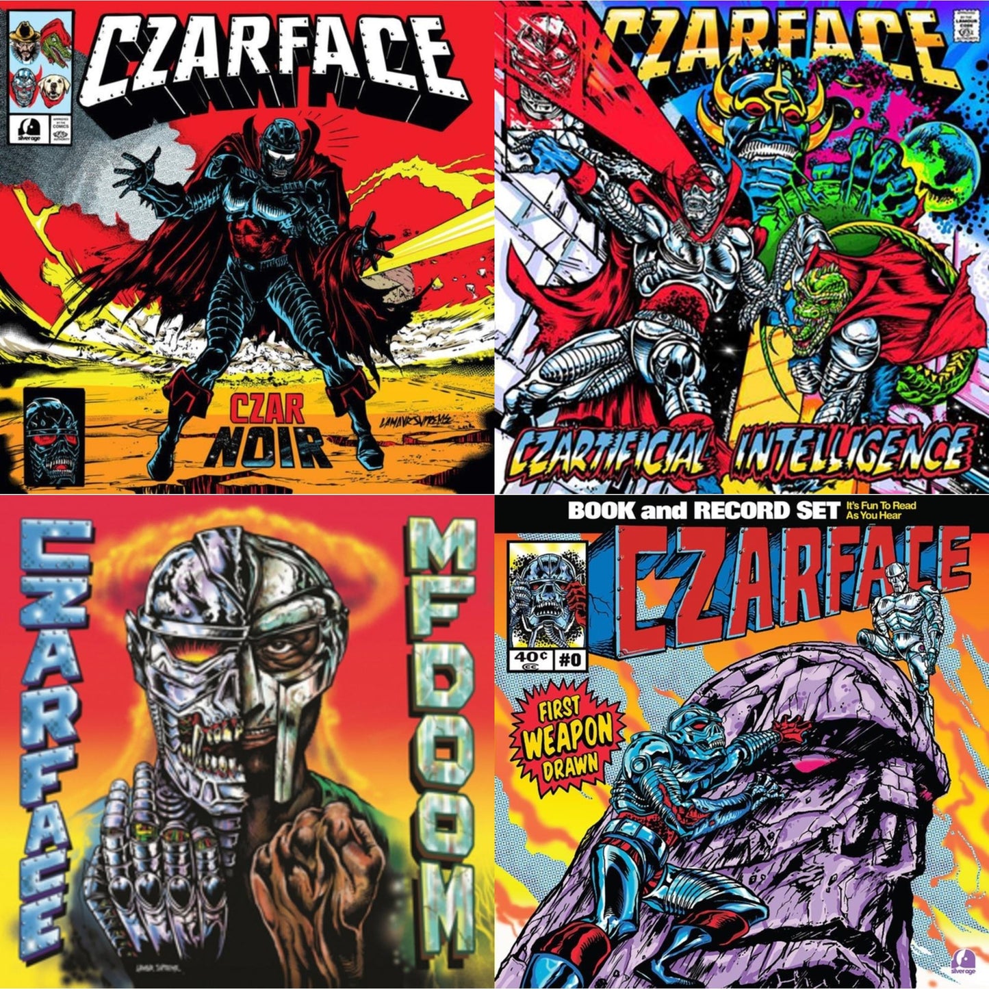 This is a 4 LP Vinyl SKU bundle.
1.This LP Vinyl is brand new.Format: LP VinylMusic Style: InstrumentalThis item's title is: Czar Noir (Red/White LP Vinyl)Artist: CzarfaceLabel: Silver AgeBarcode: 196922540677Release Date: 1/12/2024
2.This LP Vinyl is brand new.