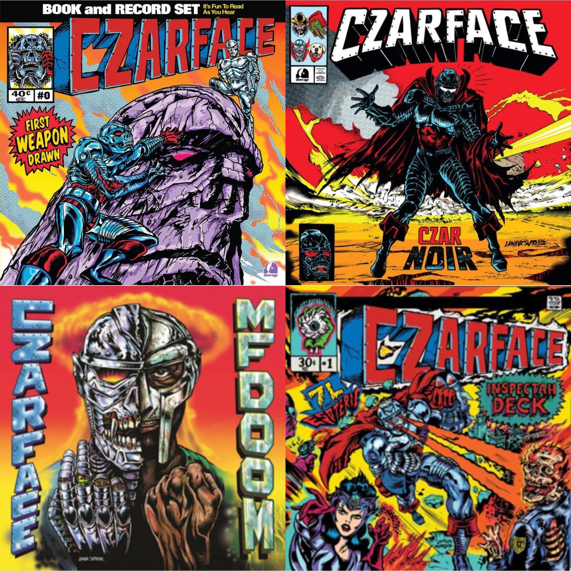 This is a 4 LP Vinyl SKU bundle.
1.This LP Vinyl is brand new.Format: LP VinylMusic Style: InstrumentalThis item's title is: First Weapon Drawn (Sky Blue LP Vinyl)Artist: CzarfaceLabel: Silver AgeBarcode: 196922540660Release Date: 1/12/2024
2.This LP Vinyl is brand new.