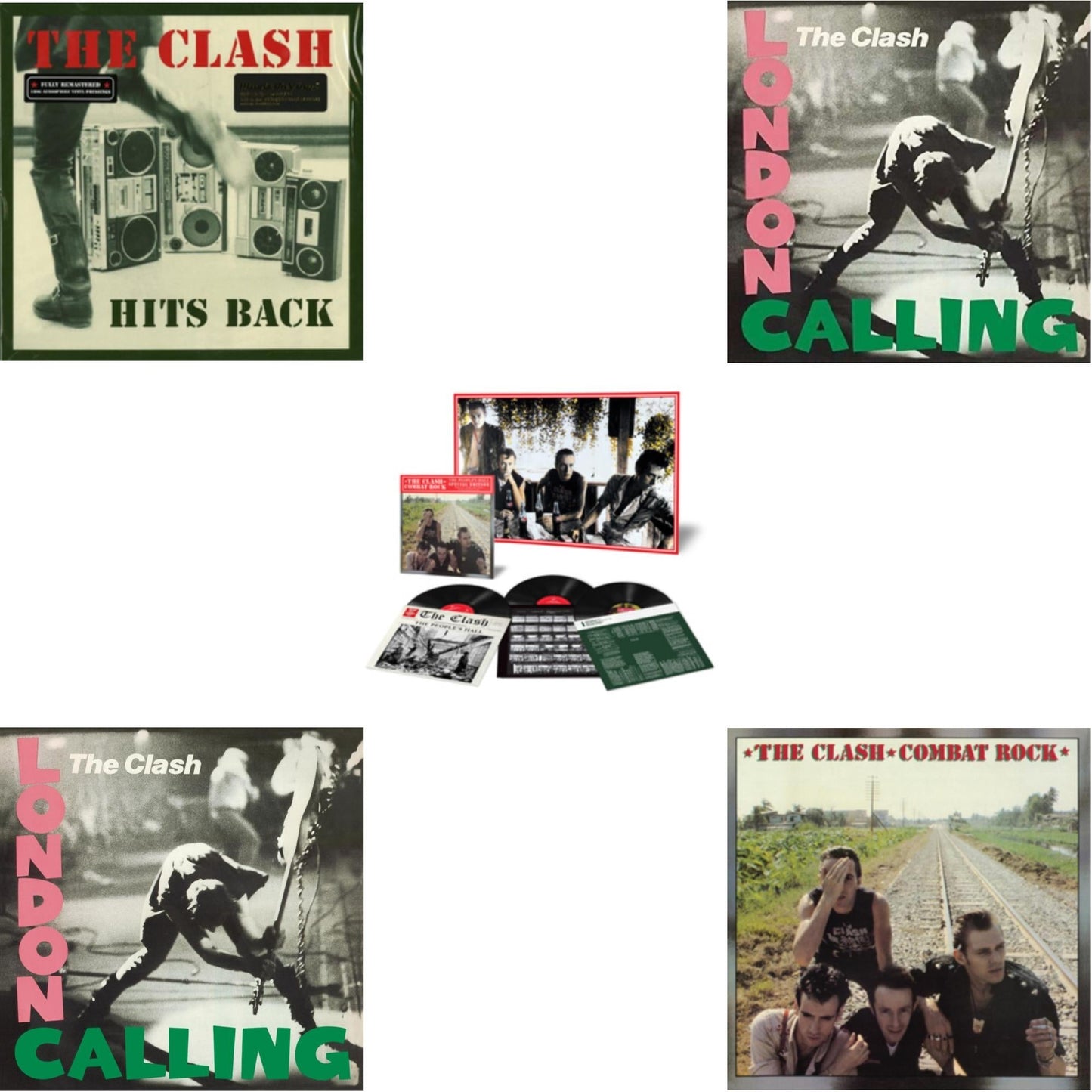 This is a 5 LP Vinyl SKU bundle.
1.This LP Vinyl is brand new.Format: LP VinylMusic Style: PunkThis item's title is: Hits Back (180G)Artist: ClashLabel: ColumbiaBarcode: 8718469533572Release Date: 9/9/2013
2.This LP Vinyl is brand new.