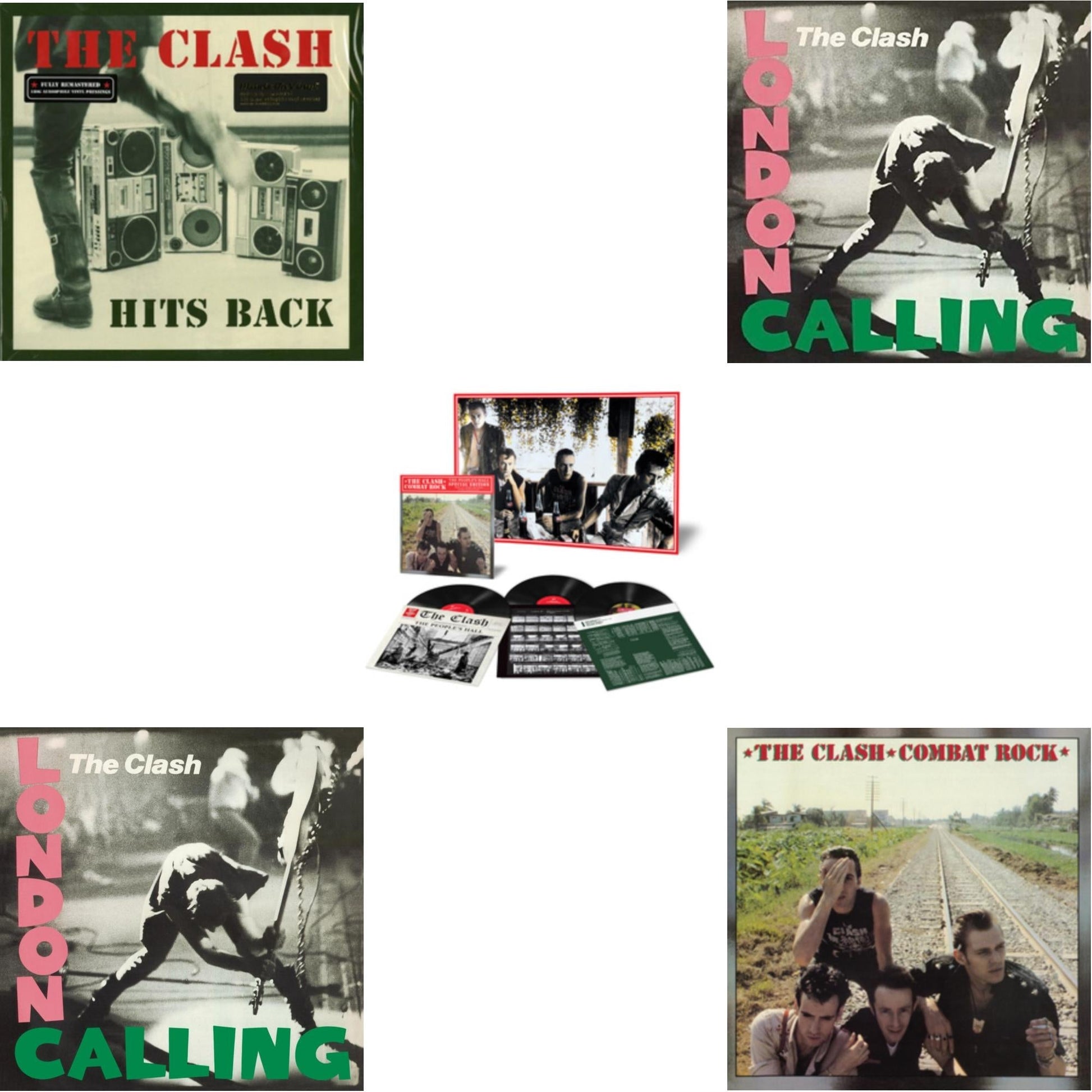 This is a 5 LP Vinyl SKU bundle.
1.This LP Vinyl is brand new.Format: LP VinylMusic Style: PunkThis item's title is: Hits Back (180G)Artist: ClashLabel: ColumbiaBarcode: 8718469533572Release Date: 9/9/2013
2.This LP Vinyl is brand new.
