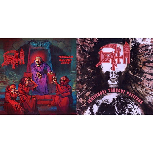 Scream Bloody Gore (Neon Violet, Bone White & Red  Tri Color Merge With Splatter LP Vinyl) & Individual Thought Patterns - Reissue (Hot Pink, Bone White & Red Tri Color Merge W/ Splatter LP Vinyl)