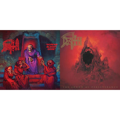 Scream Bloody Gore (Neon Violet, Bone White & Red  Tri Color Merge With Splatter LP Vinyl) & Sound Of Perseverance (Black, Red & Gold Tri Color Merge Withsplatter Vinyl/2LP)